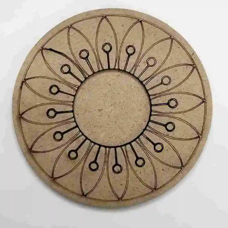 Buy brown flower round MDF T-light holder for Diwali home decor and gifting