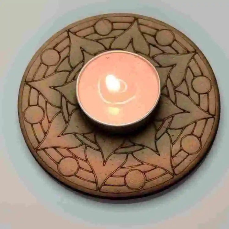 Buy Brown MDF Floral Round T-Light Holder for Diwali Decor