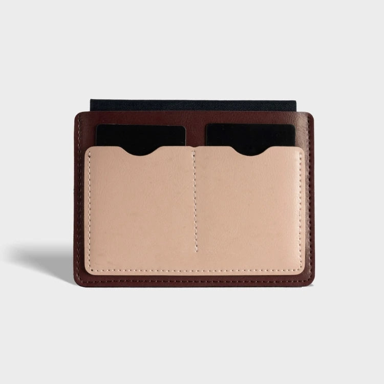 Buy brown travel passport sleeve with dual card slots