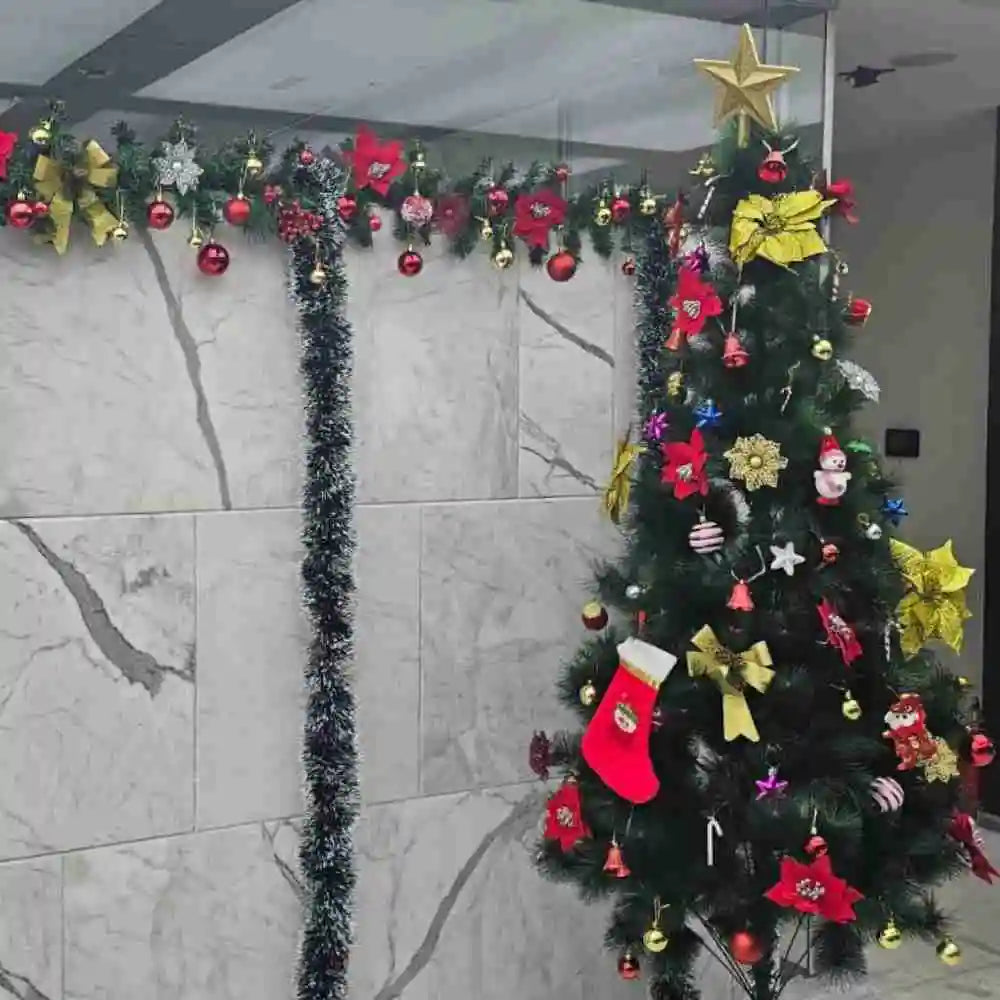 Hire Christmas tree decoration for office with red and gold ornaments