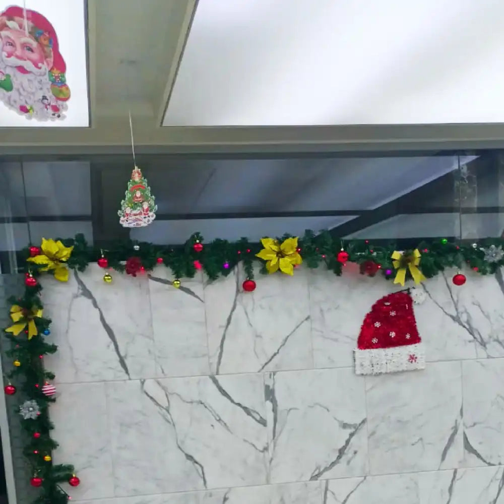 Hire Christmas office decoration with wreath garland and festive ornaments