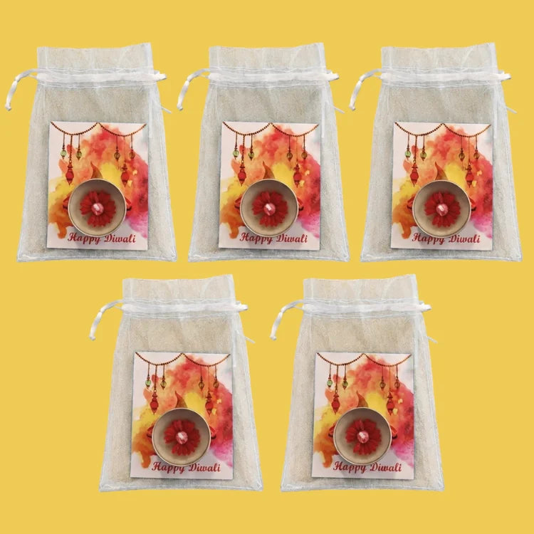 Buy Diwali floral tea light holder pack of 5 in assorted colours
