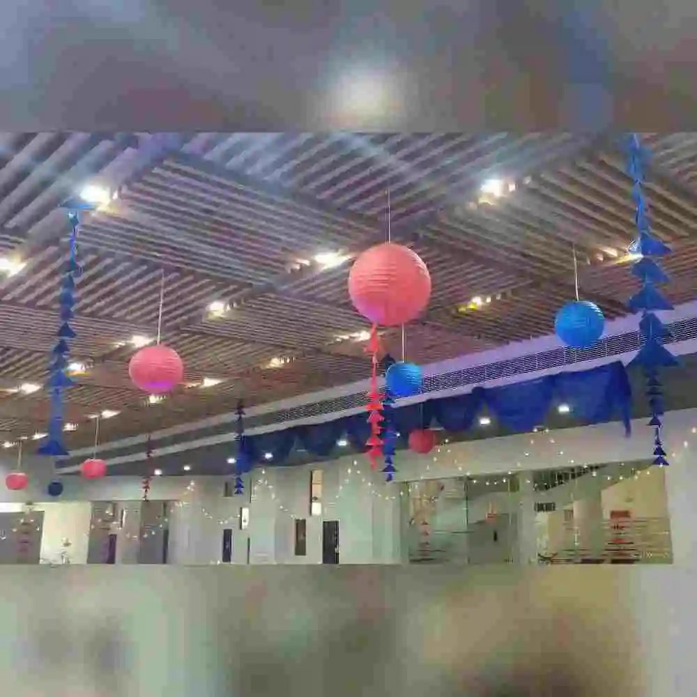 Get Diwali Decor in Office with colourful hanging lanterns, paper streamers and festive ceiling decorations