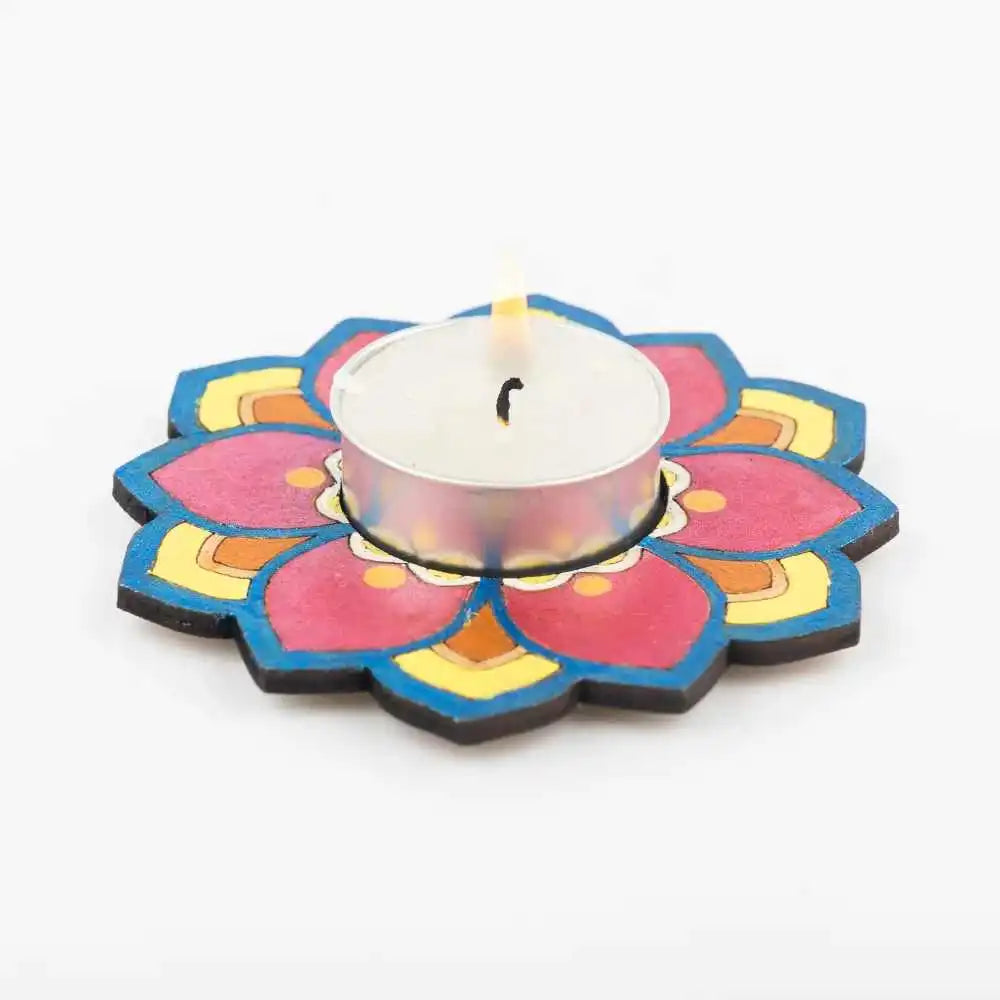 Shop Double Floral Patterned MDF Tea Light Holder for Festive Decor