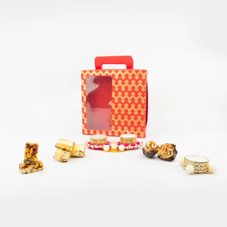 Buy Dry Fruit Delicacy and T-Light Holder Diwali gift hamper