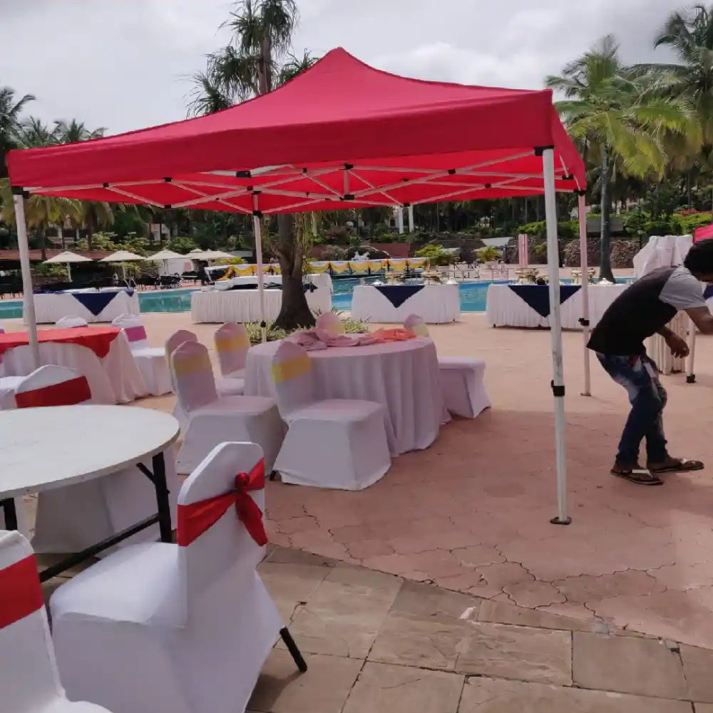 Get Elegant Floral Wedding Decor with outdoor seating and table setup