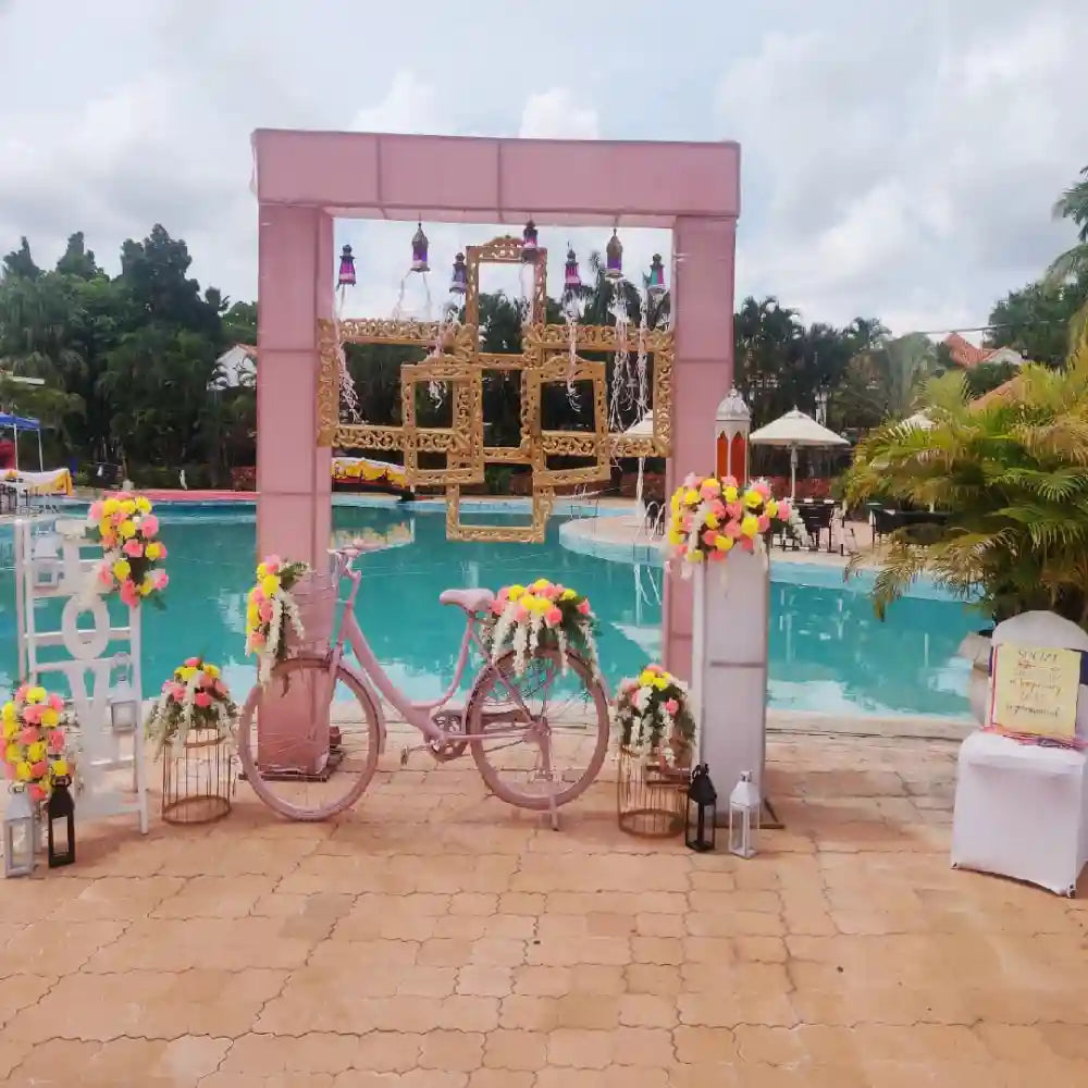 Get Elegant Floral Wedding Decor with floral wedding photo booth and decorative backdrop