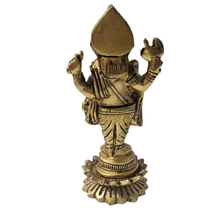 Order Ganesha Brass Idol with antique detailing for pooja decor
