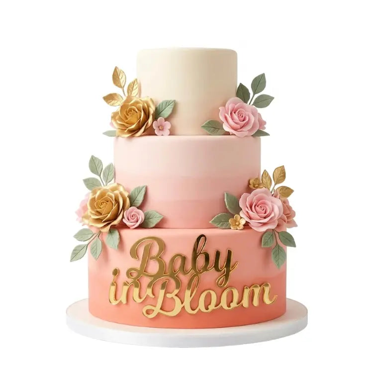 Buy Gold Baby in Bloom Cutout for Baby Shower Cake Decoration