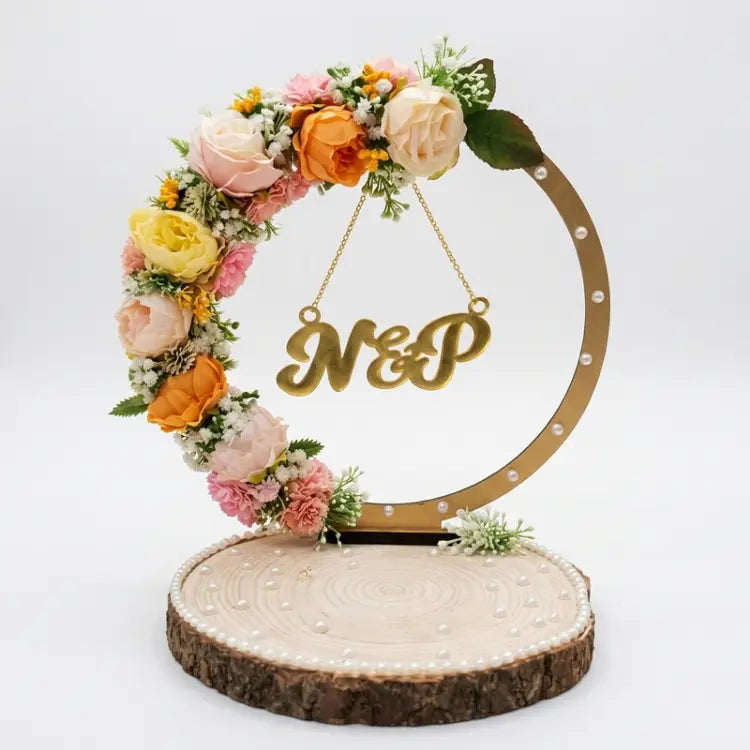 Buy Gold Initial Ring Tray for Engagement Ceremony Decor