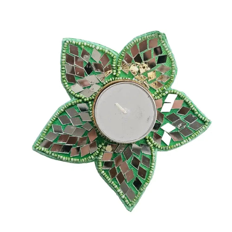 Order Green Flower Mirror T-Light Holder for Festive Decor