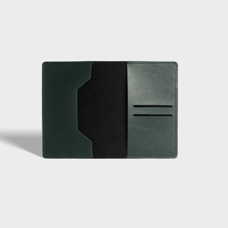 Order green personalized passport cover with inner card slots