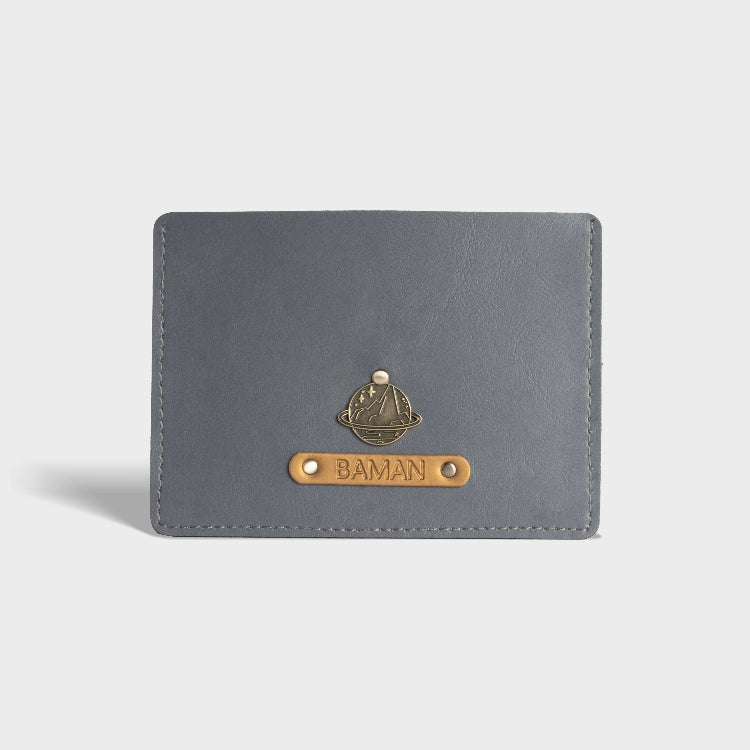 Buy grey personalized passport holder with name and charm