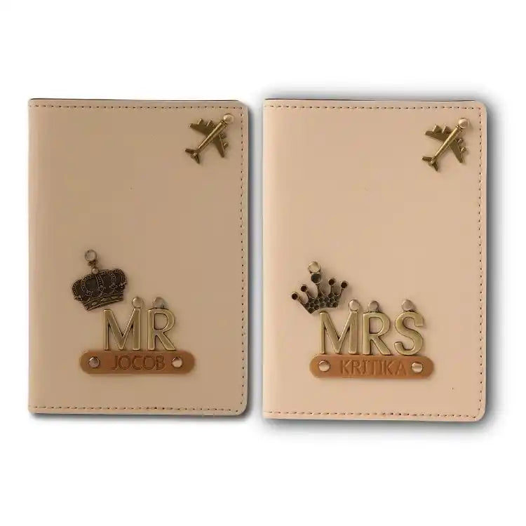 Shop ivory Personalised Couple Passport Covers with MR and MRS details