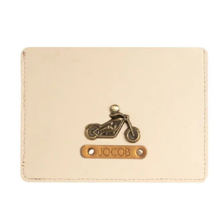 Get ivory personalized passport case with motorcycle charm