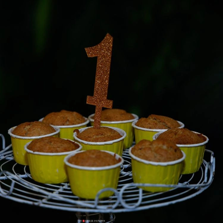Order jungle safari birthday decor package with number themed cupcake topper