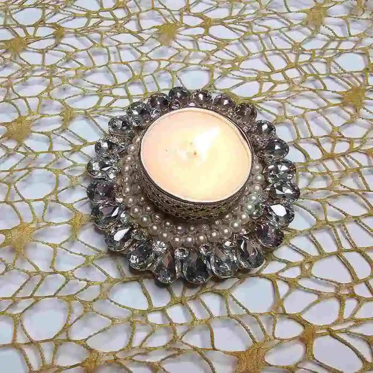 Shop Kundan Pearl Candle Holder for Diwali Home Decor