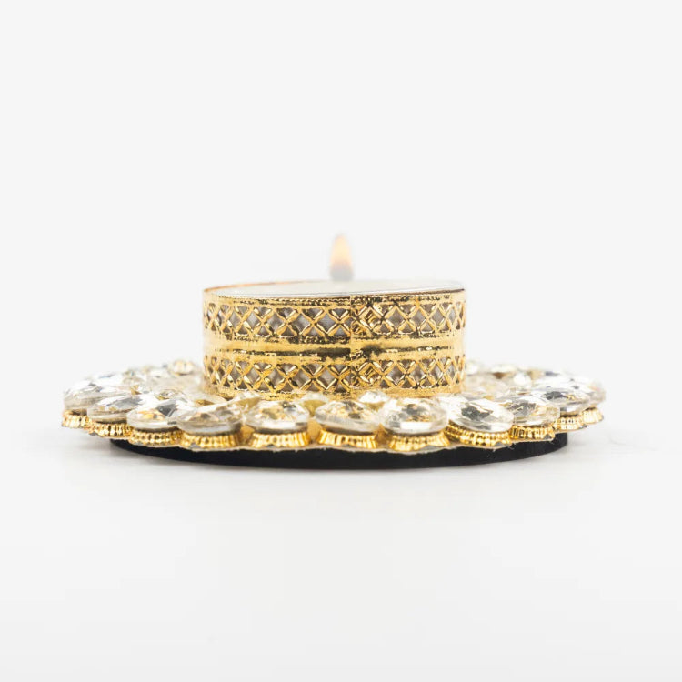 Buy Transparent Kundan Pearl T-Light Holder for Diwali Decor