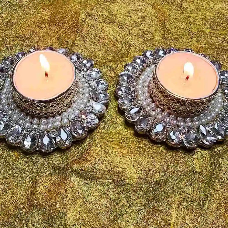 Buy Transparent Pearl T-Light Holder for Festive Home Decoration