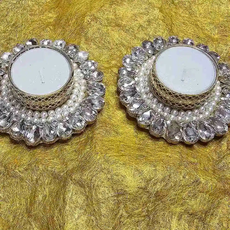 Buy Kundan Pearl T-Light Holder for Diwali Decor Gifts Online India