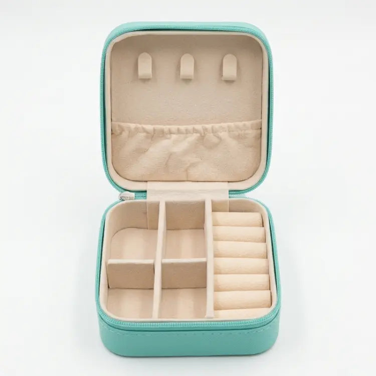 Buy mint green jewelry case with ring and accessory compartments