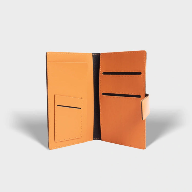 Get orange personalized dual passport cover with passport and card slots