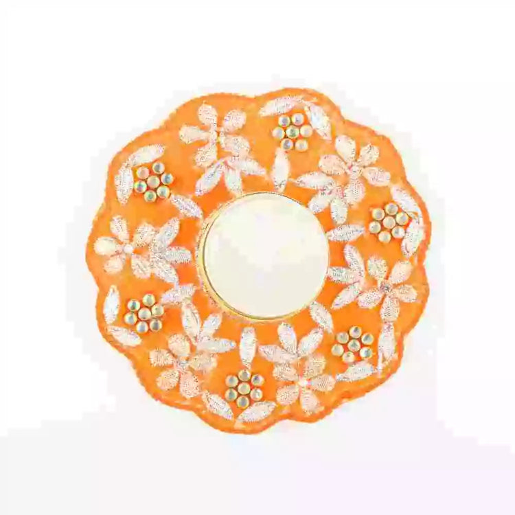 Buy Orange Handmade Floral T-Light Holder for Diwali Decor
