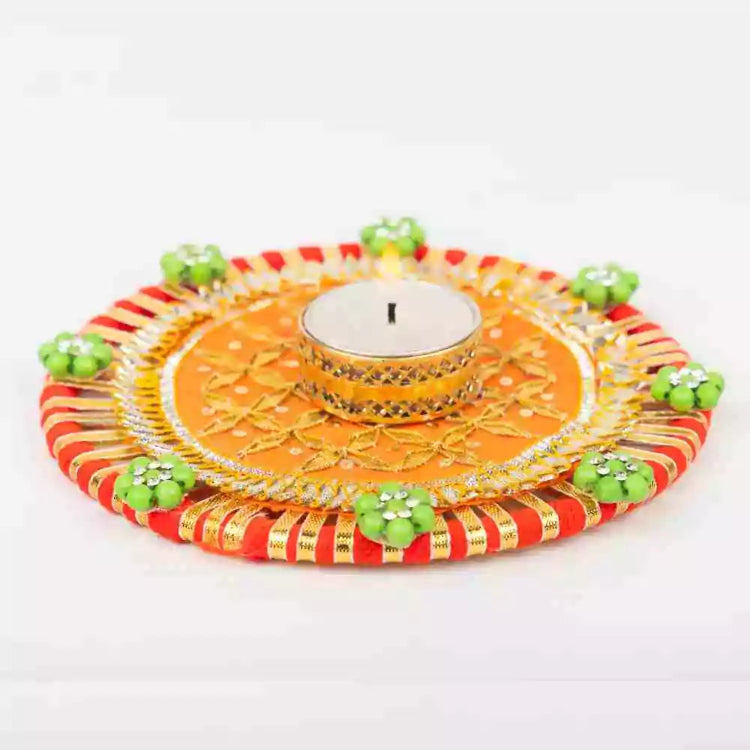 Order Orange handmade cloth T-light holder for Diwali gifts