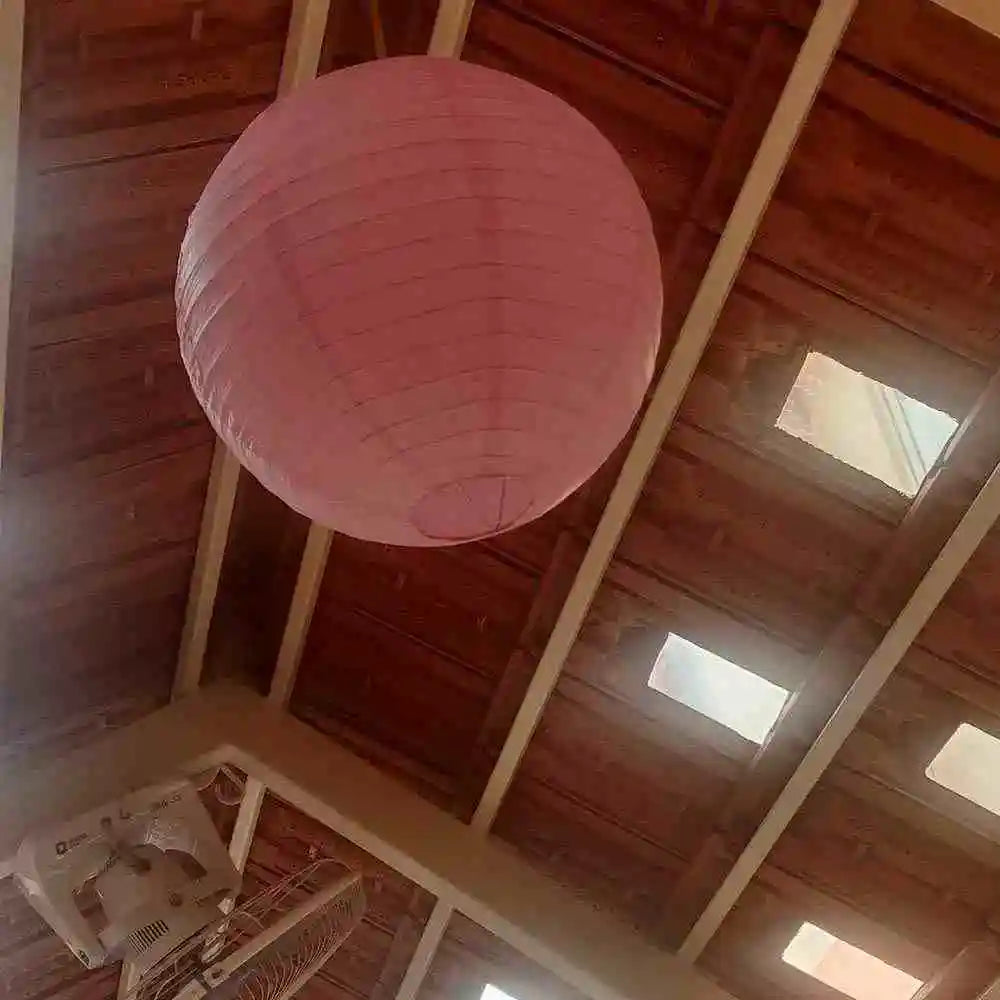 pastel pink hanging lantern for birthday balloon decor