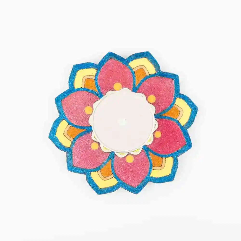 Buy Painted MDF Double Patterned T-Light Holder for Diwali Decor