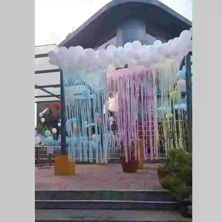 order pastel birthday balloon decor with fringe backdrop decoration