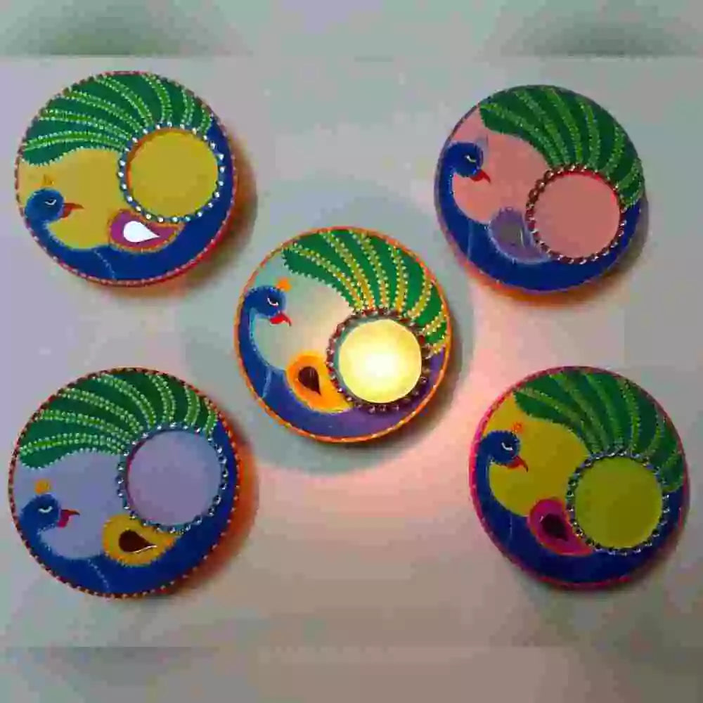 Buy Peacock T Light Holder Pack for Diwali Decor Online