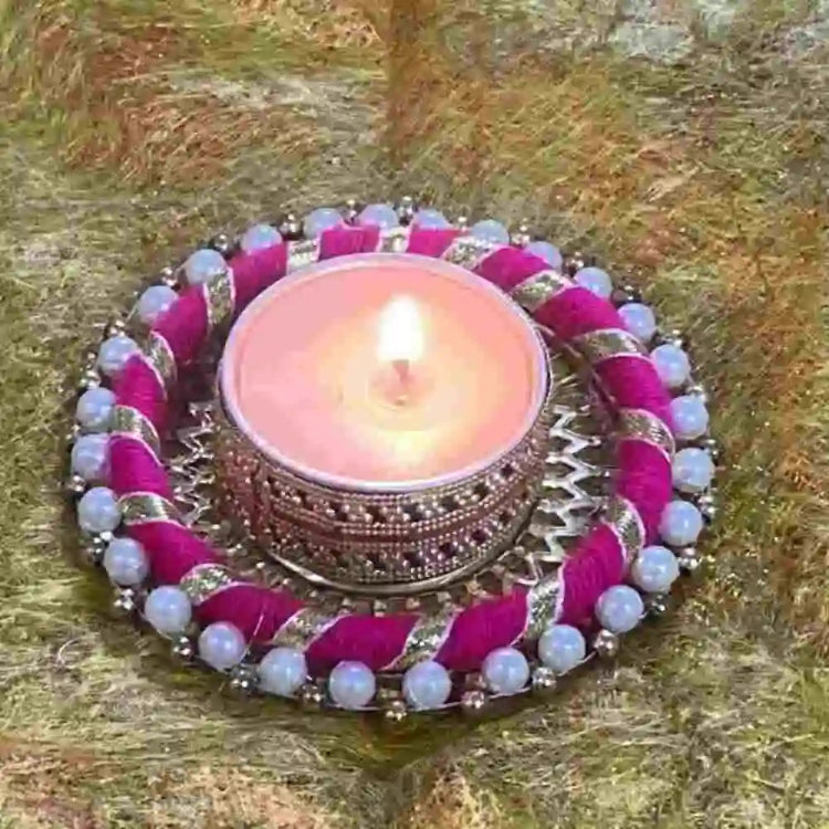 Buy Pearl Designer T Light Holder Online for Diwali decor and festive gifting