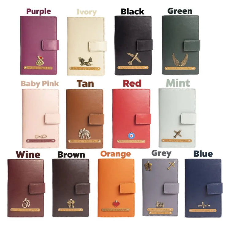 Order personalized dual passport cover in multiple colors for couples
