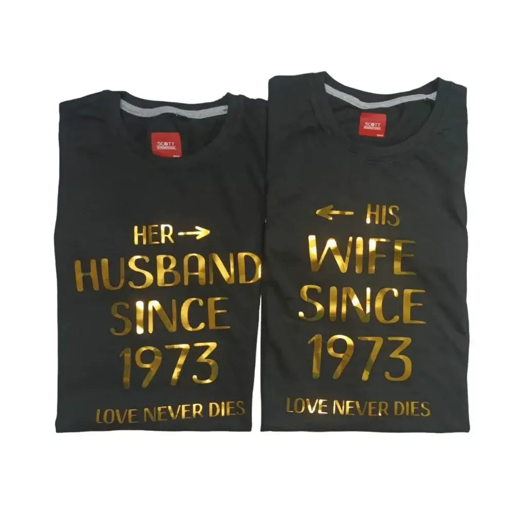 Shop Her or His Husband Wife T-Shirt Set For Couple Gifting