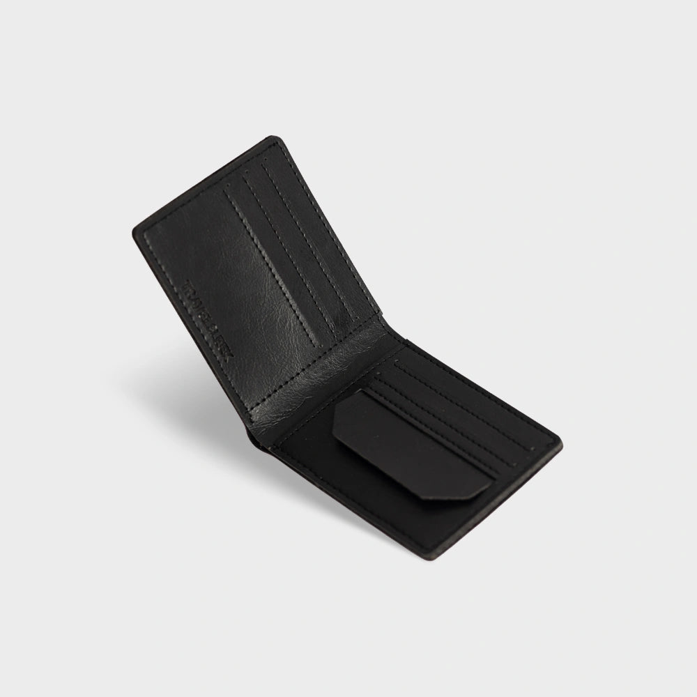 Shop black personalized men's wallet with card slots and cash pocket