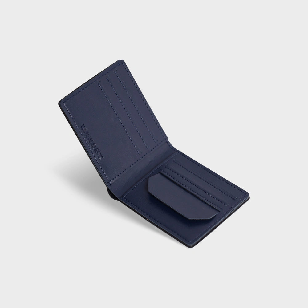 Shop blue personalized men's wallet with card slots and cash pocket