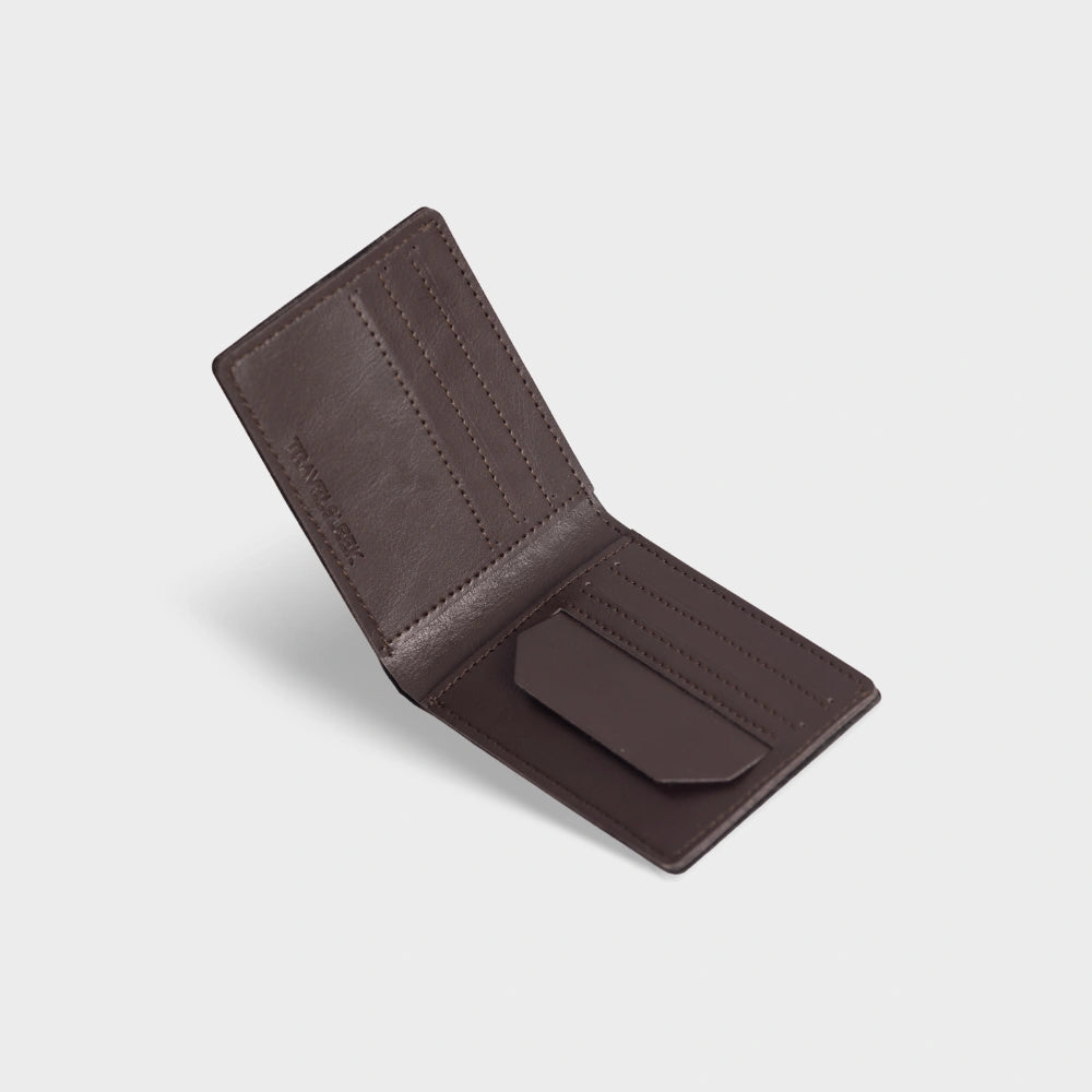 Shop brown personalized men's wallet with card slots and cash pocket