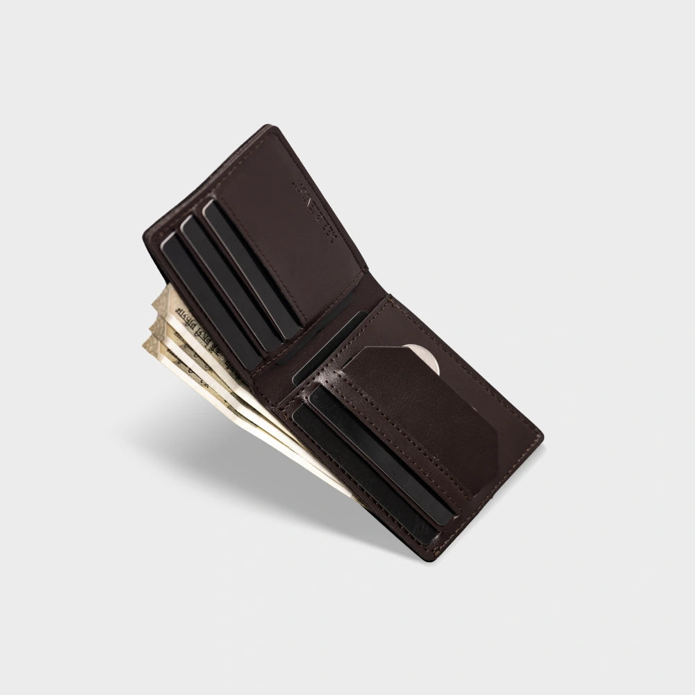 Buy brown personalized men's wallet with card slots, cash and coin pocket