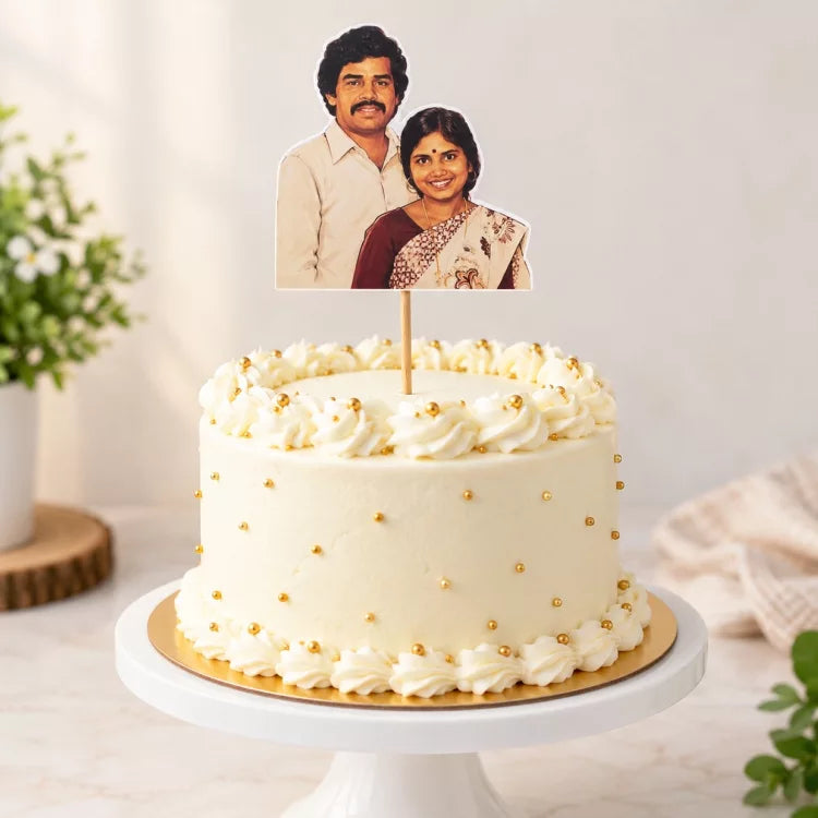 Buy personalized paper cake topper with a couple photo for celebration cakes