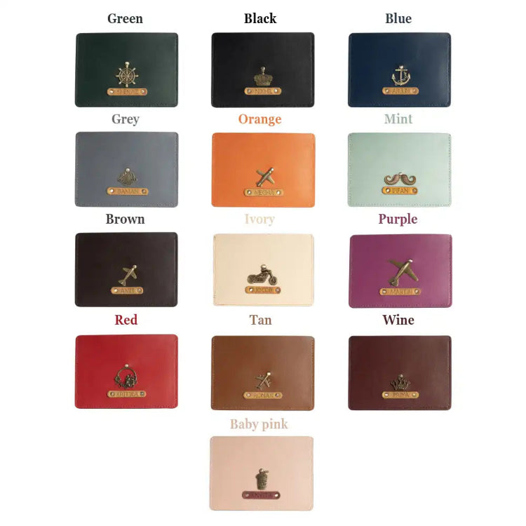 Order personalized passport cover in multiple colours with custom charms