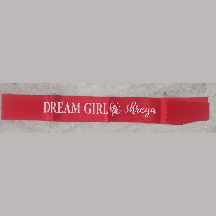 Buy personalized sash with custom name in satin material and sublimation print