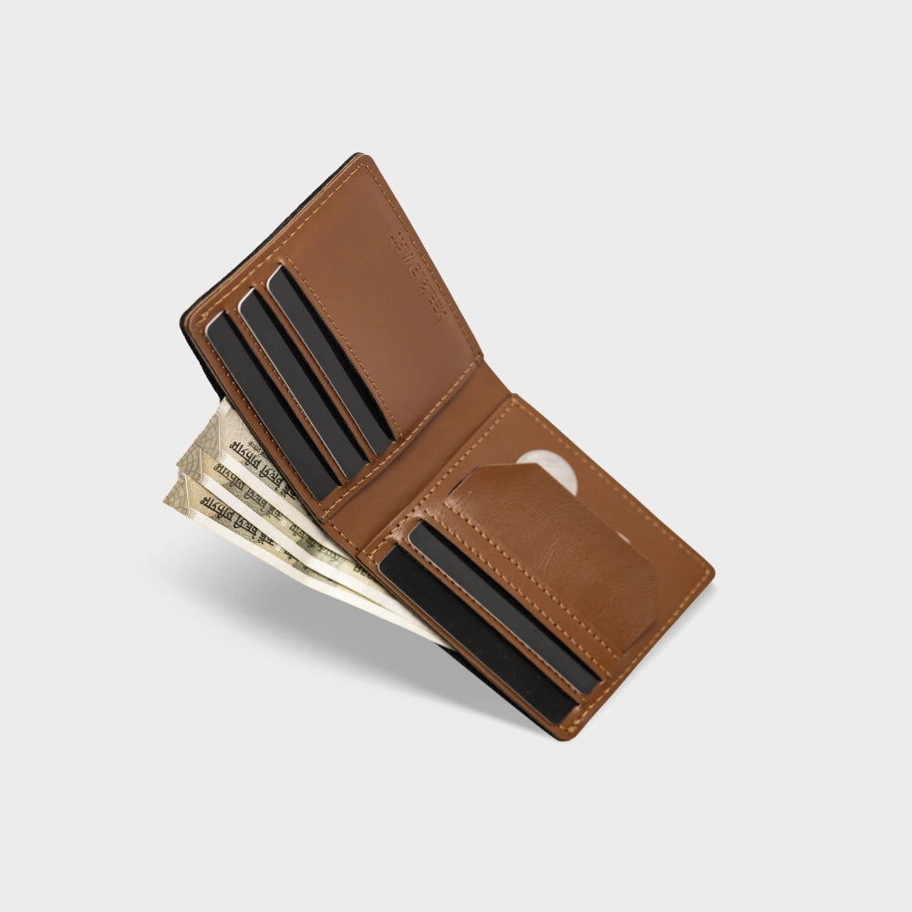 Buy tan personalized men's wallet with card slots, cash and coin pocket