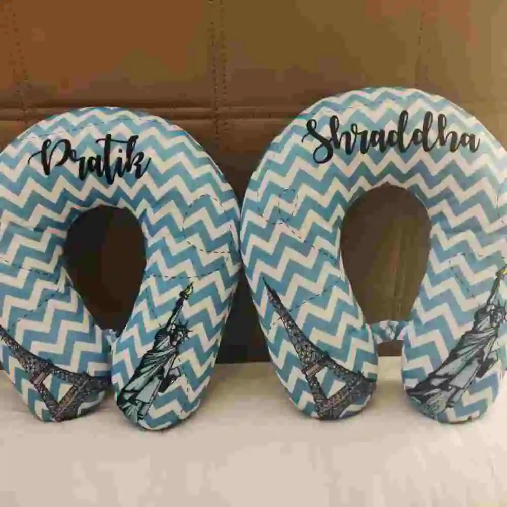 Buy personalized travel pillows for couples with printed names