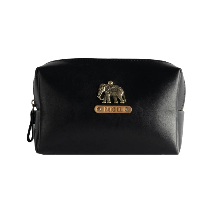 Shop personalized travel pouch in black with charm and custom name tag