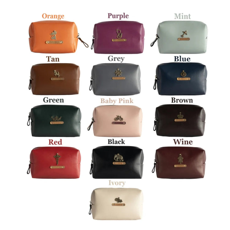 Shop personalized travel pouch in multiple colors with custom name tag for travel accessories
