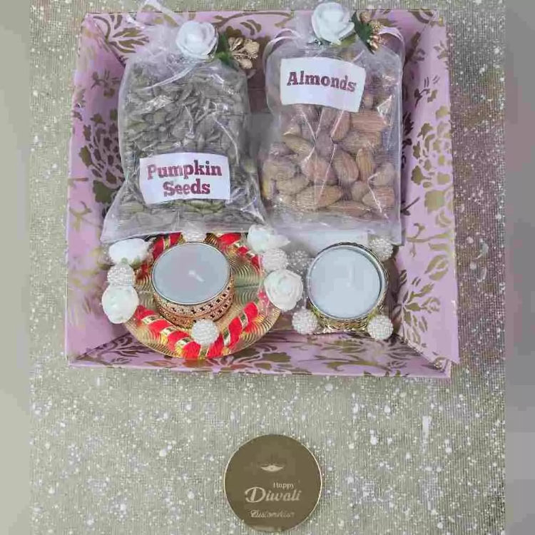 Shop Pumpkin Seeds and Almonds Diwali Gift Hamper with Ribbon Packaging
