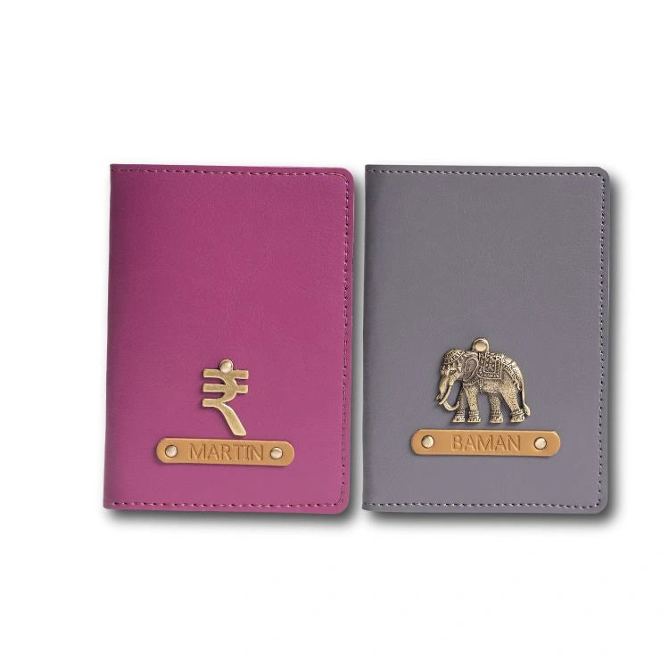 Shop purple and grey Personalised Passport Cover Set with name and charm
