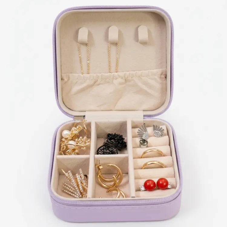 Buy purple jewelry organizer with compartments for earrings and rings