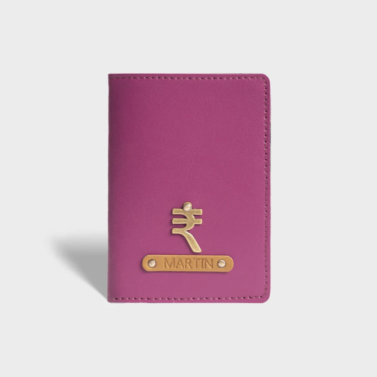 Shop purple personalized passport cover with custom charm and name